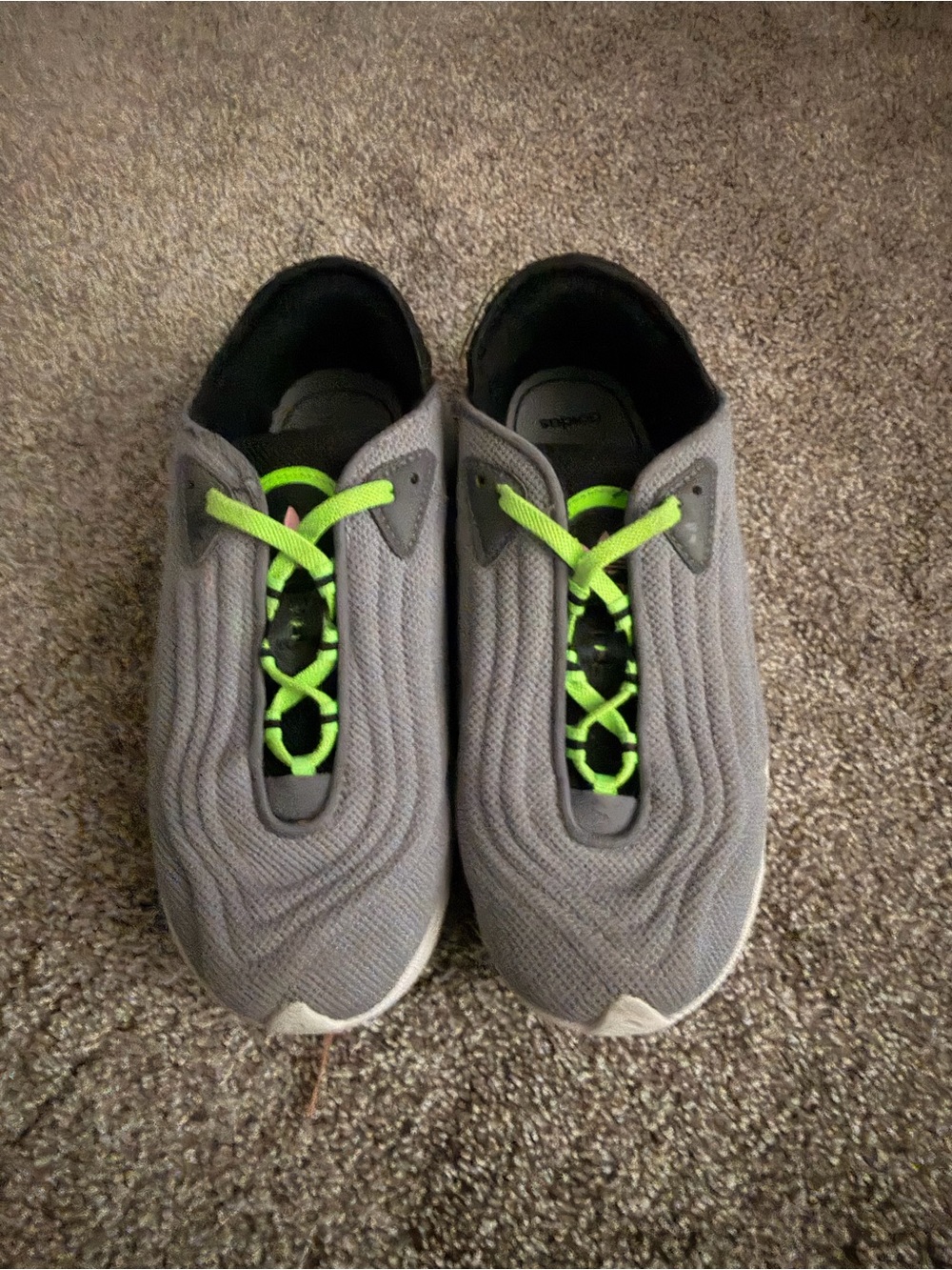 Adidas Grey and Green Lace Slip-on Kids Shoes